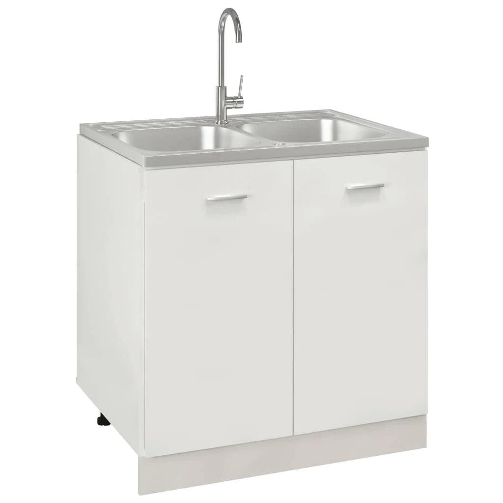 Lavello da cucina a doppia vasca 800x600x155 mm acciaio inox argento 02_0002430