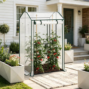 Serra a tunnel in PE 140 g/m² con porta frontale arrotolabile e 6 fori di ventilazione, bianca 100 × 83 × 150 cm
