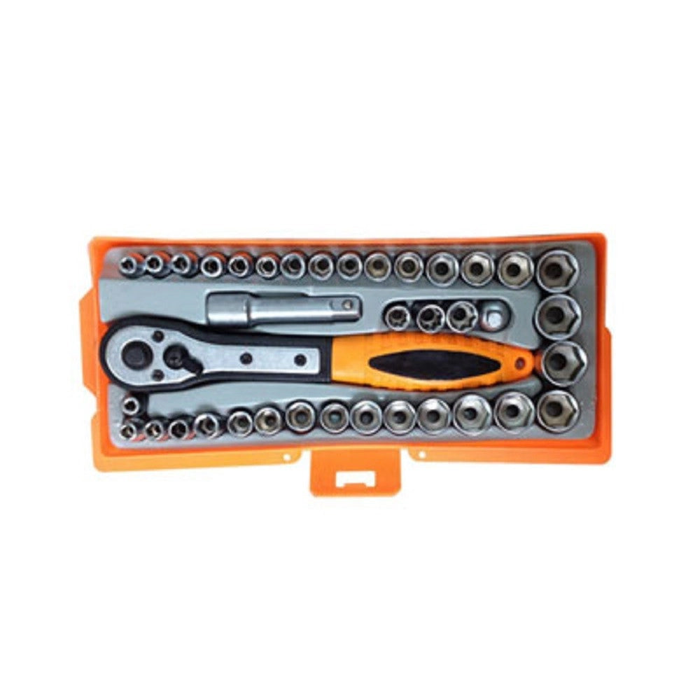 Trade Shop - Kit 40 Utensili Chiavi A Bussola Cricchetto Prolunga In Custodia Fai Da Te -