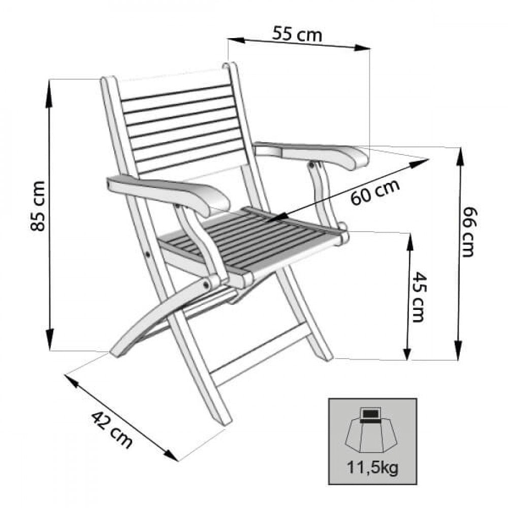 Sedia Mirage Pieghevole 42x60x85 h cm in Legno Marrone