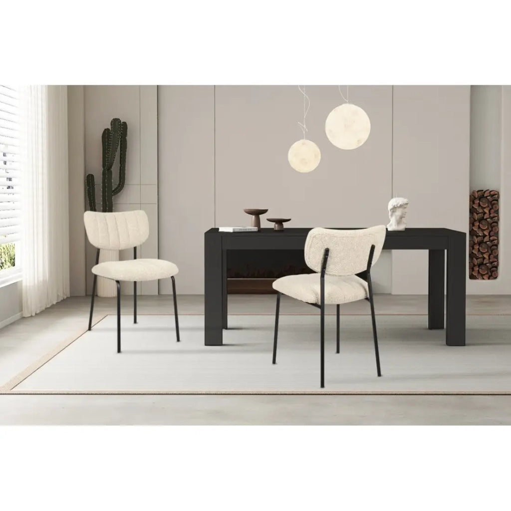 Set di 2 sedie NORAYA - Tessuto beige - Piedi in metallo - Design compatto - Eleganza naturale e raffinata