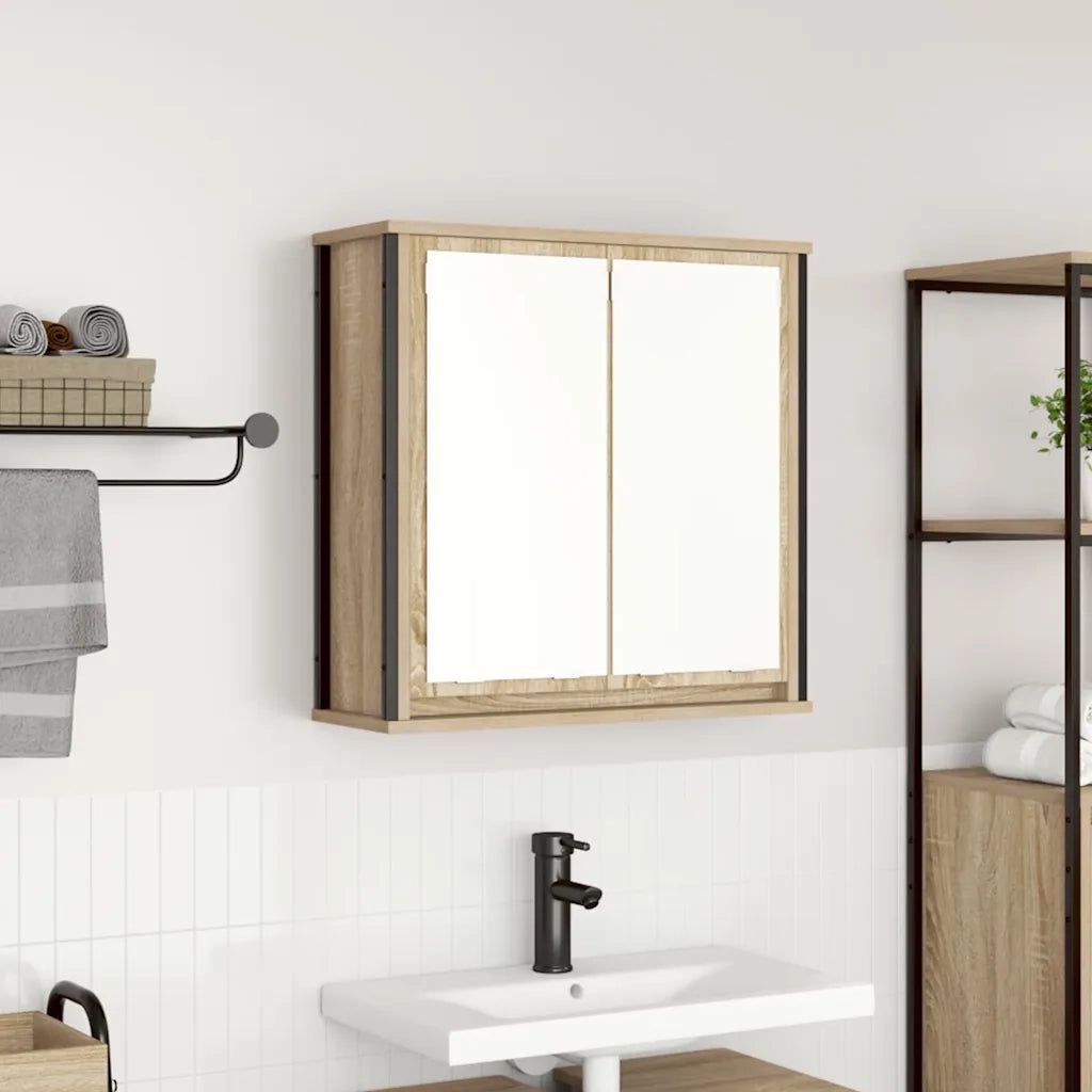 Pensile da Bagno con Specchio-Mobile bagno con specchio Rovere Sonoma 60x21x60 cm