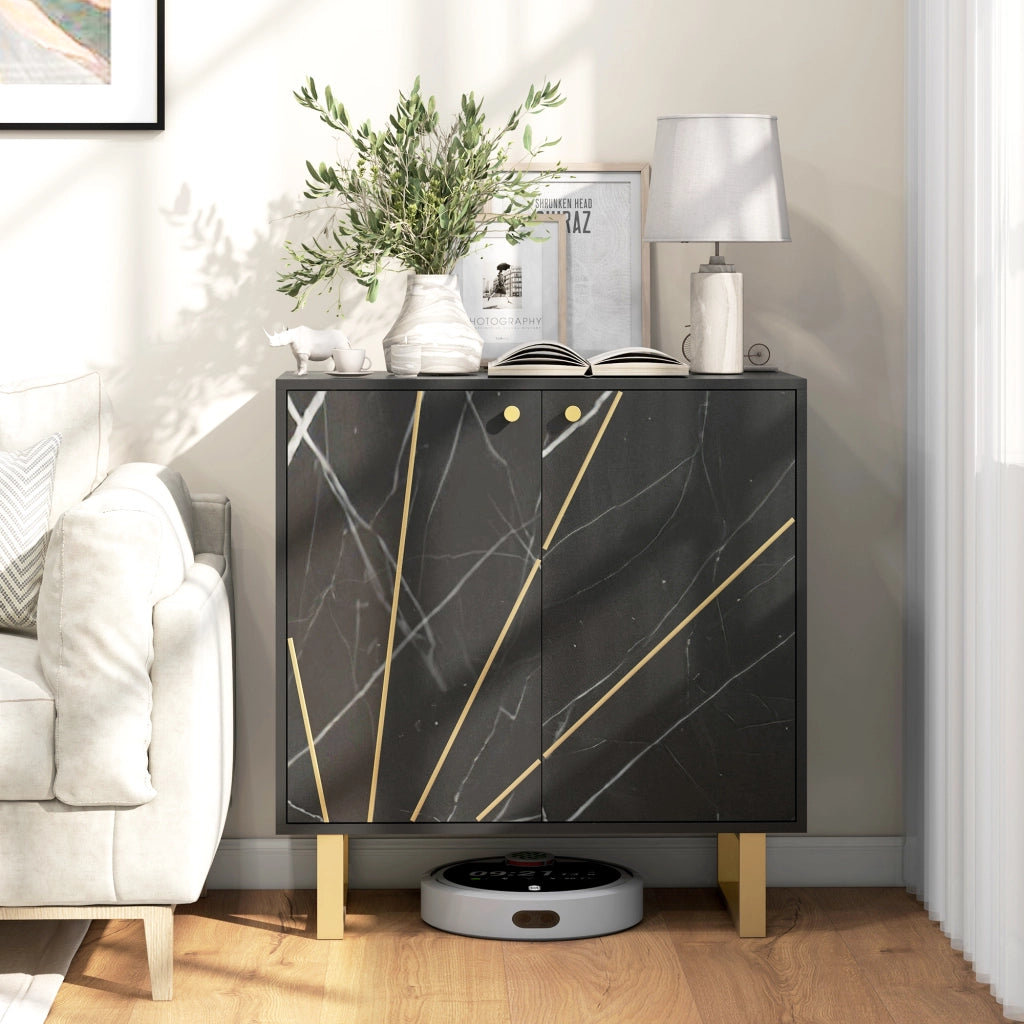 Tavolo da cucina ¨C zephmum ¨C nero, effetto marmo, metallo, 76x35x77 cm