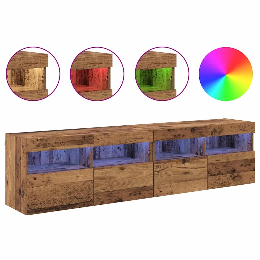 Mobiletti TV da Parete 2 pz | Armadietto TV | Mobile Porta TV Legno vecchio 80 x 30 x 40 cm