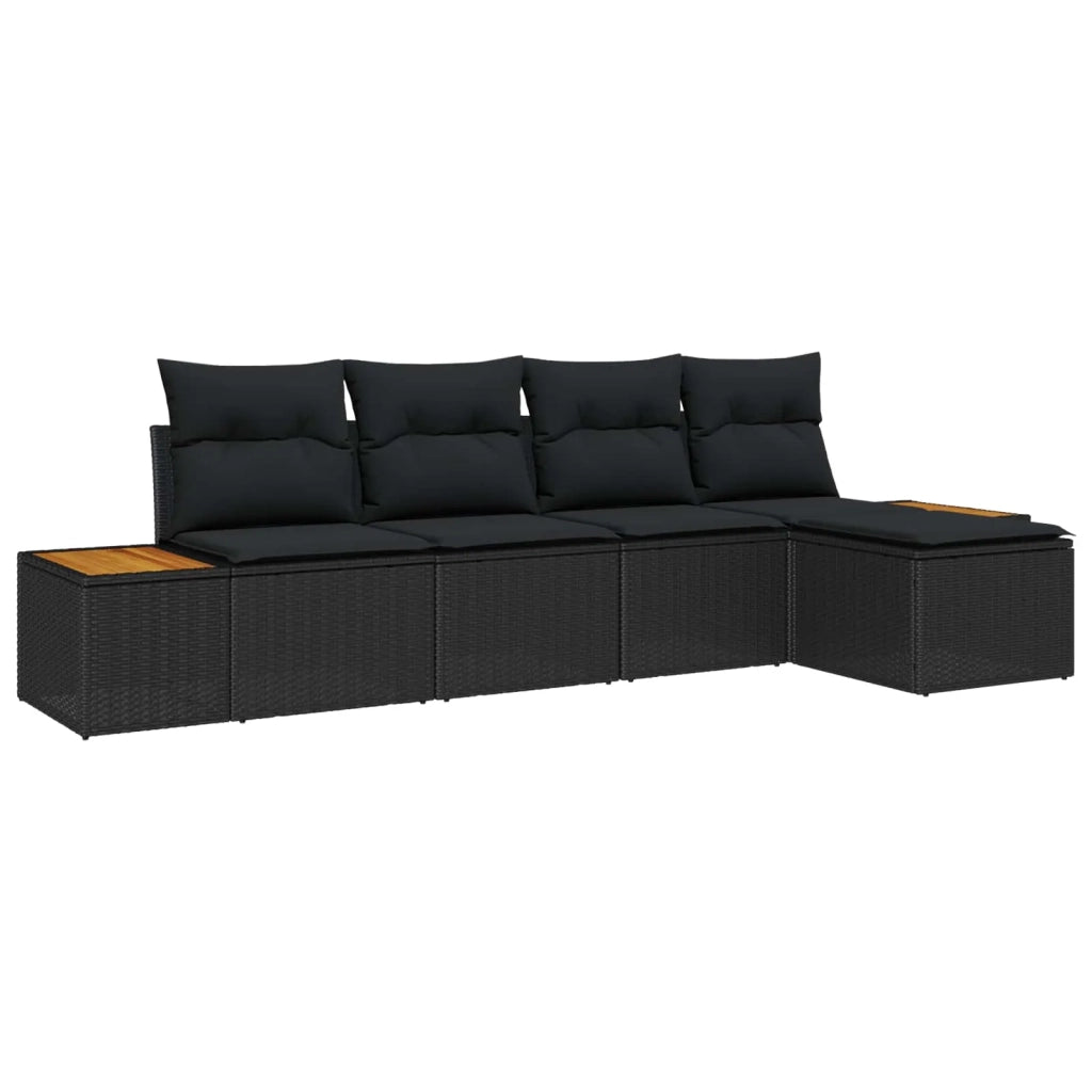 Set Divano da Giardino con cuscino 6 pcs Nero Polyrattan 3356733
