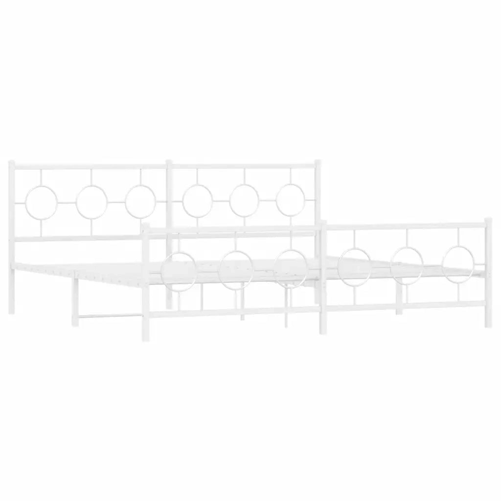 Giroletto con Testiera e Pediera Metallo Bianco 200x200 cm