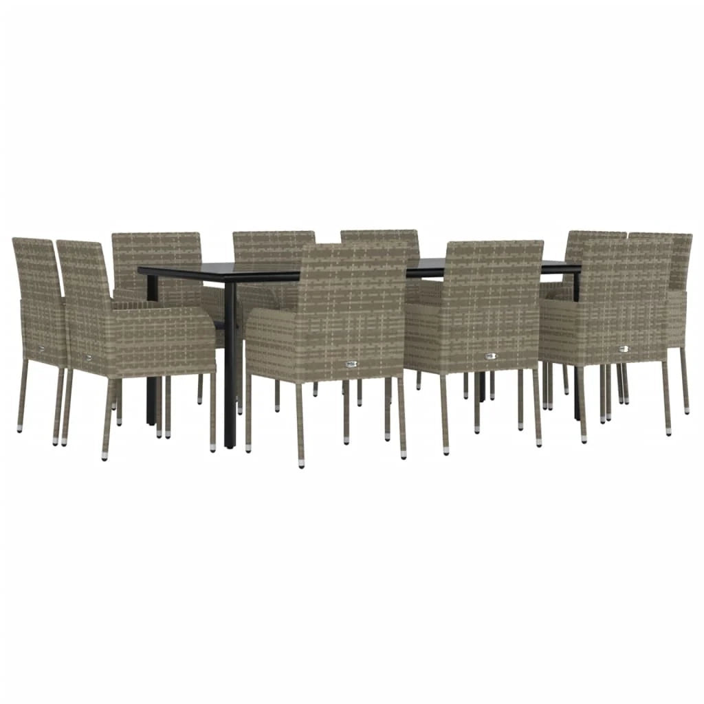 Set da pranzo da giardino da 11 pezzi con cuscini neri e grigi 02_0014732