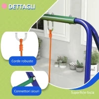 Altalena per Bambini 3-8 Anni con 2 Seggiolini e 4 Picchetti, in Metallo e PP, 269x160x180 cm