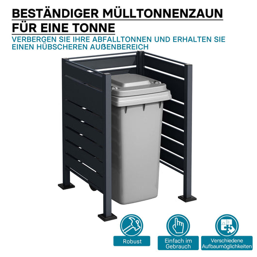 Copri bidone della spazzatura per un cassonetto da 60-240l, copribidoni da esterno in acciaio antracite, porta bidoni immondizia, recinto cassonetto