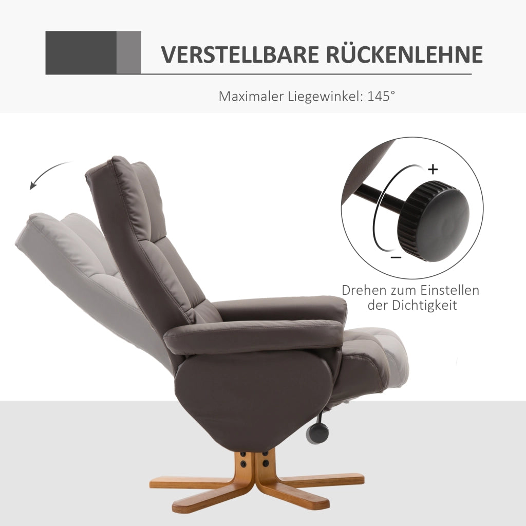 Poltrona Relax Girevole 360¡ã con Poggiapiedi ¨C Zephmum ¨C Marrone, Similpelle