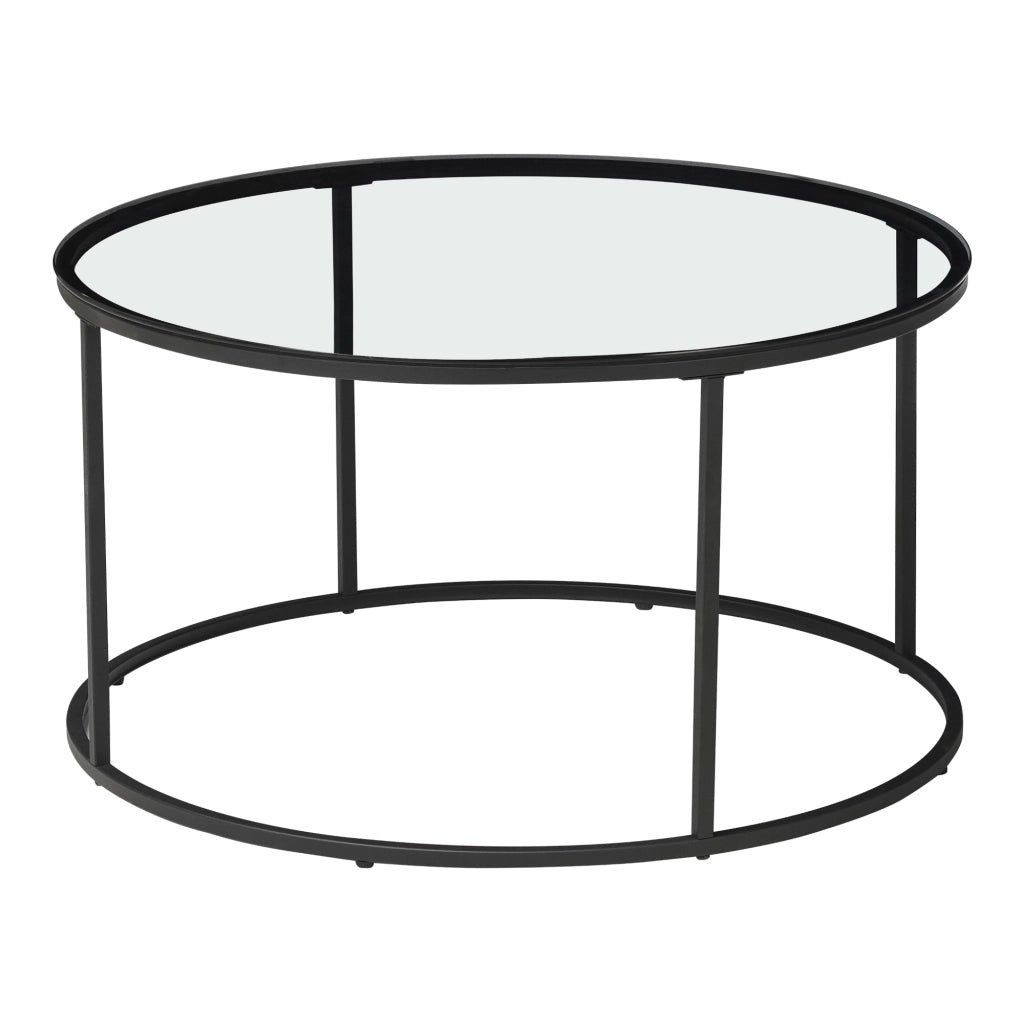 Tavolino Rotondo Kolari da Caffé con Piano in Vetro Temperato (AxØ) 45 x 80 cm - Trasparente [en.casa]