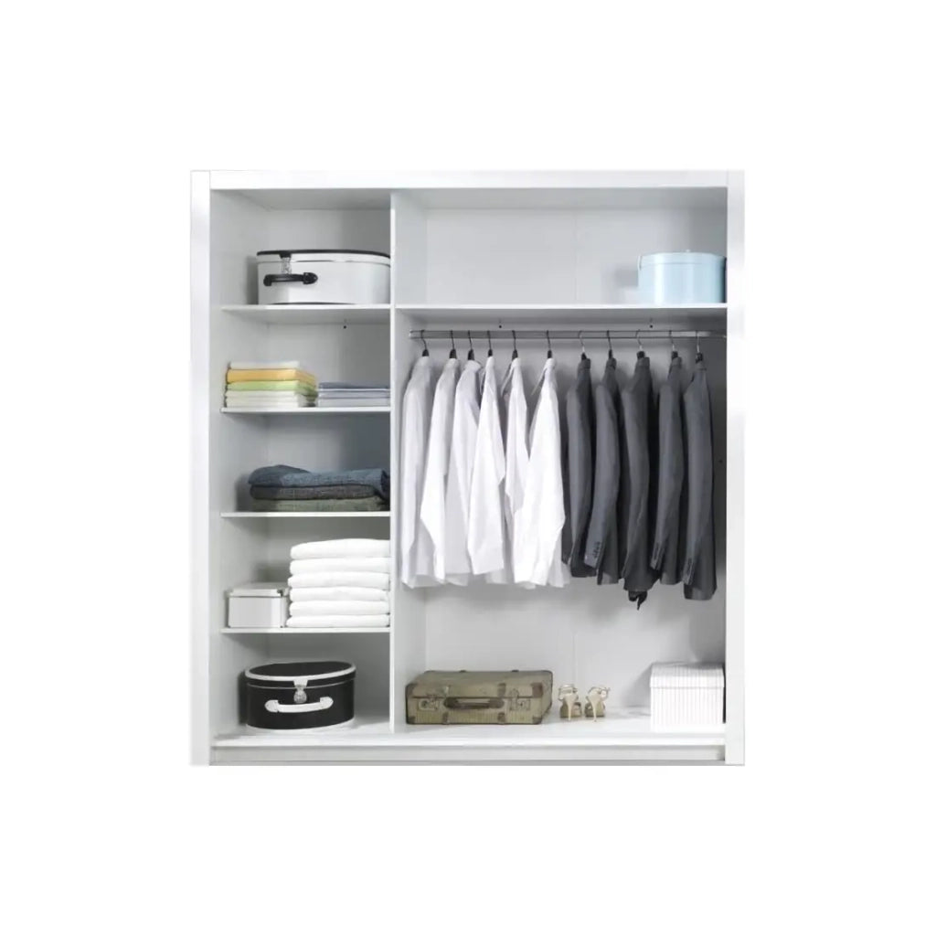 Armadio PANAREA 3 porte scorrevoli con specchi LED 208x213x67 bianco lucido