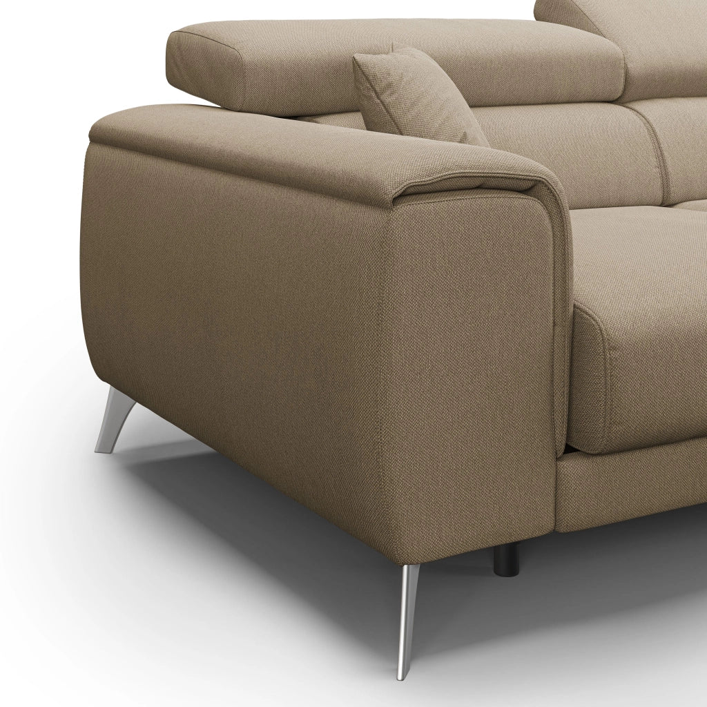 Fusion Divano angolare con sedute scorrevoli in tessuto morbido smacchiabile T05 260 cm Destro beige
