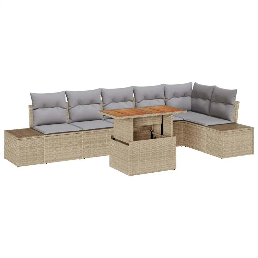 Set Divano da Giardino 7 pcs Beige Poly Rattan 3358709