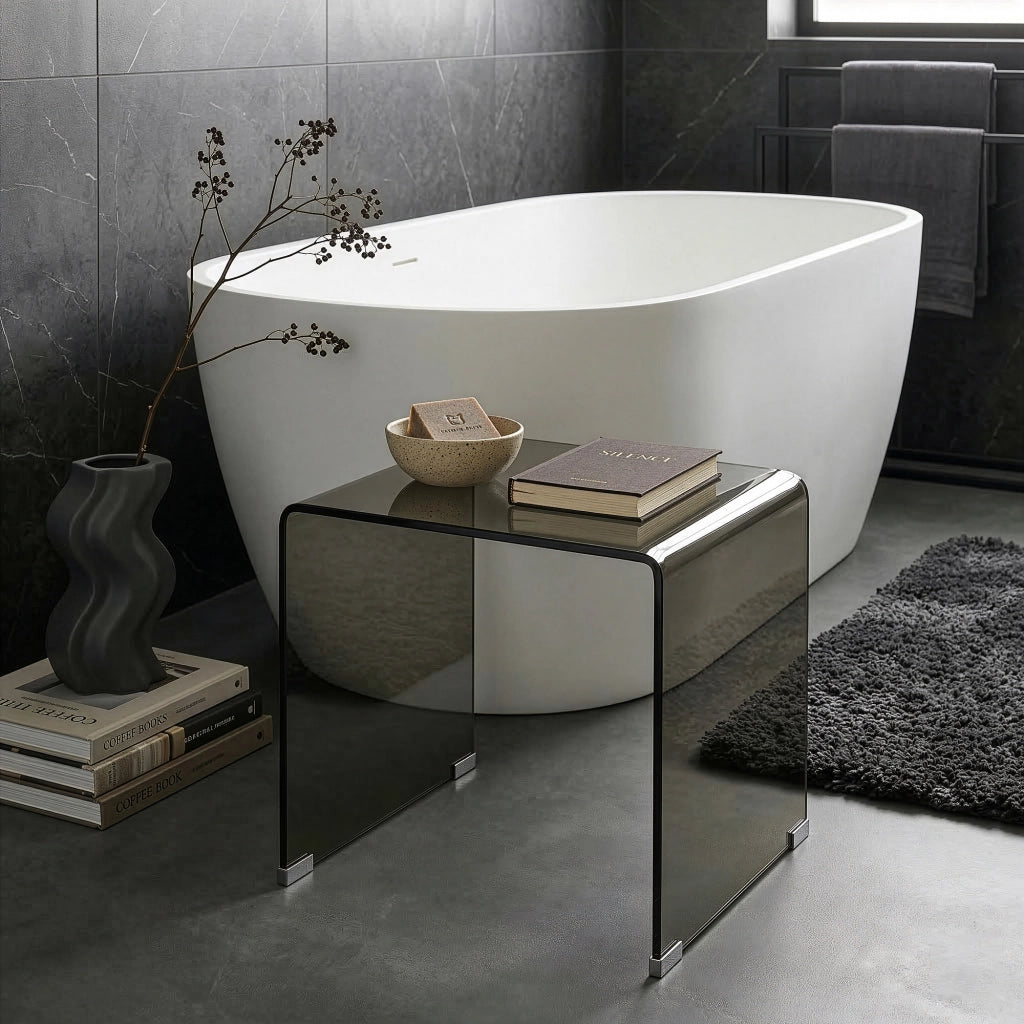Tavolino da Salotto Varlofrek in Vetro 50 x 50 x 50 cm - Grigio Scuro [en.casa]