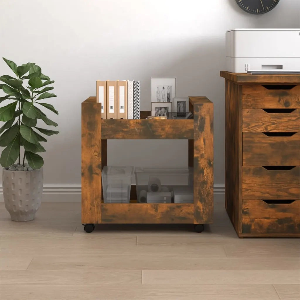 Carrello Scrivania rovere fumo 60x45x60 cm Legno Multistrato 816605