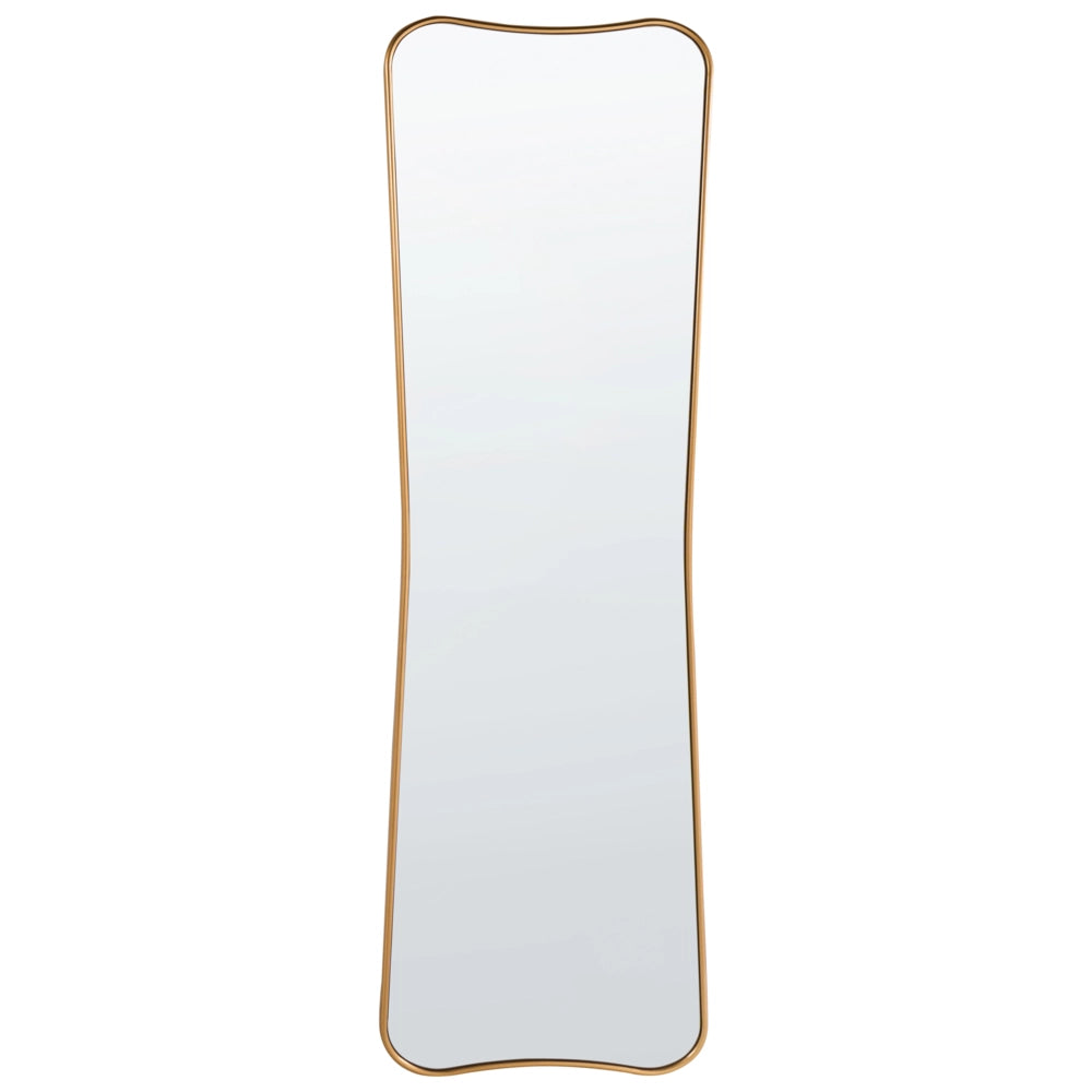 Specchio d'oro da parete Brieuc con cornice in legno 160 x 50 cm Forma irregolare ondulata Stile moderno
