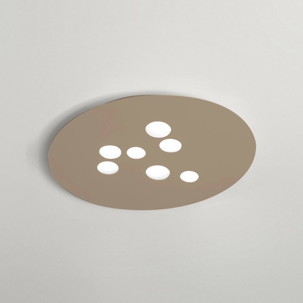 Plafoniera Luna in metallo tortora 72,5x60cm, 7 luci GX53 max 7x8W, IP20, design moderno rotondo, lampadine escluse