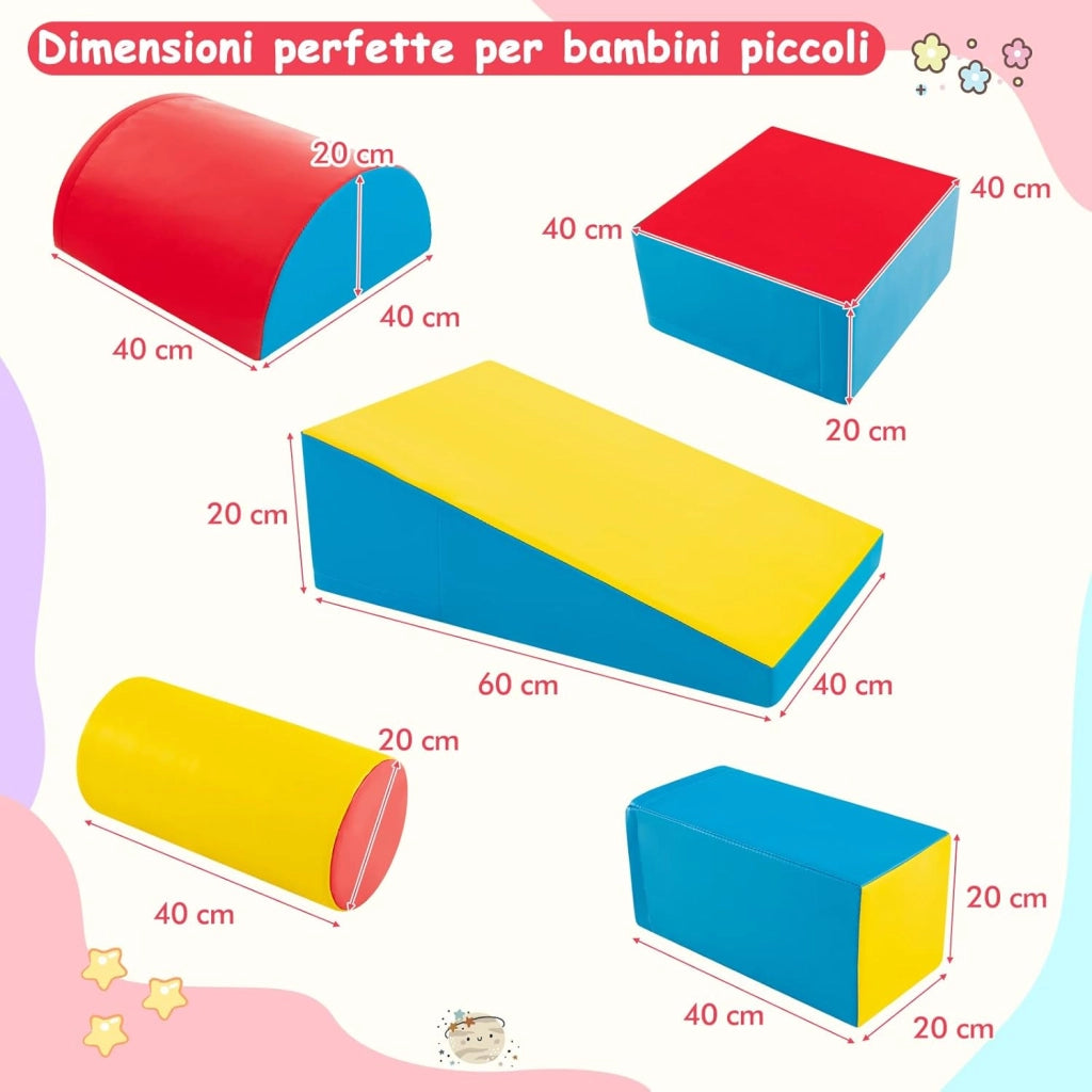Set di 5 Blocchi con Diverse Forme e Colori, Giocattolo per Arrampicata e Strisciamento, Aiuta i Bambini a Crescere (Stile 4)