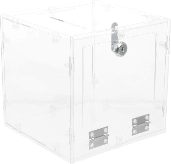 Scatola Grande in Acrilato con Cerniera Visibile per Ticket di Voto - Contenitore per Note di Deposito per Voti di Bene Comune Notizie della Newsletter