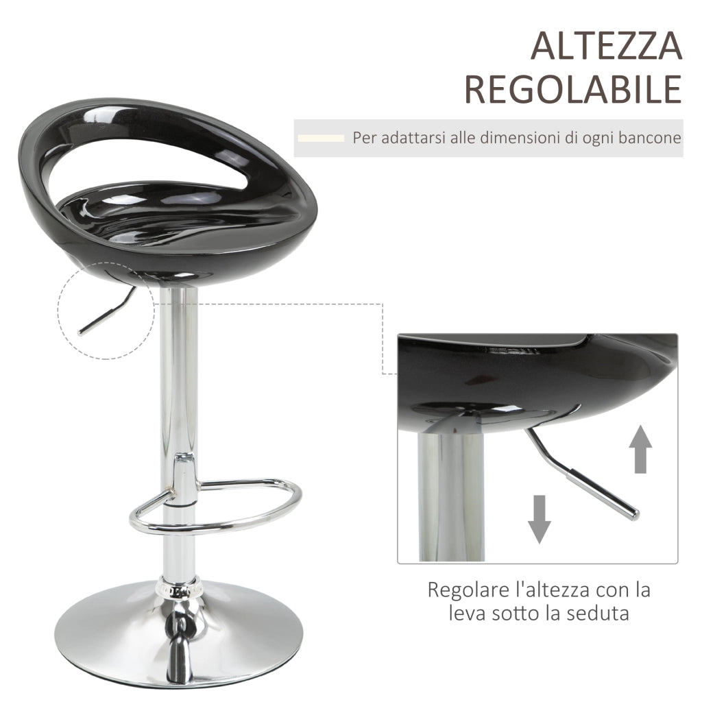 Sgabelli da Bar 2 Pezzi Girevoli con Schienale ¨C zephmum ¨C Nero, Acciaio, 46x41x76-96cm