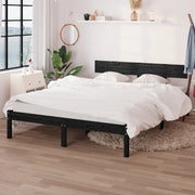 Giroletto-Struttura Letto Nero in Legno Massello di Pino 140x200 cm 107778