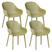 Set di 4 sedie da giardino in plastica verde oliva per interni ed esterni con braccioli, stile moderno e minimalista