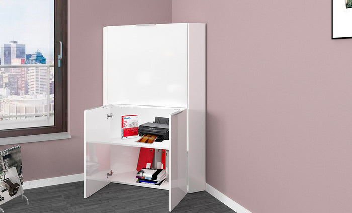 Scrivania Angolare 70x35x140 cm Dalia Bianco Lucido
