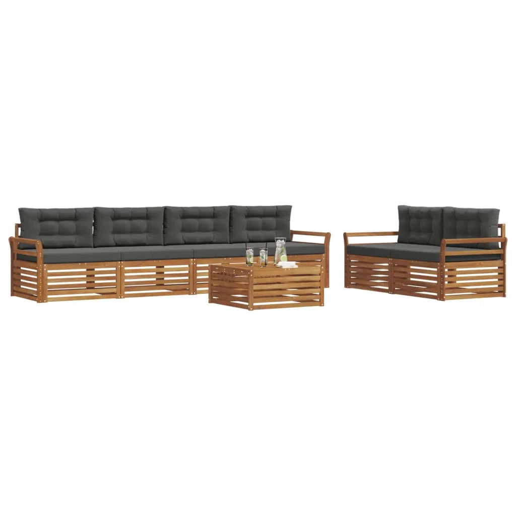 Set di divani da esterno con cuscino 7 pcs Naturale e Antracite