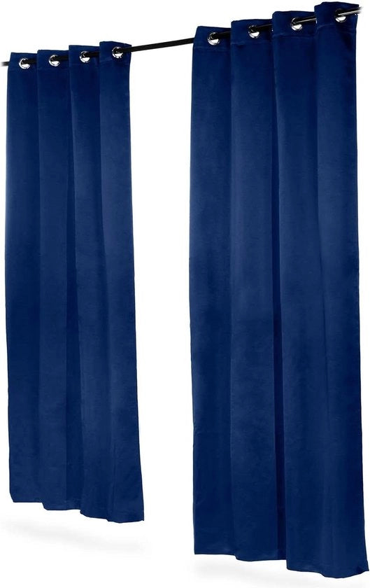 Tende da notte a doppia imbottitura - 2 pezzi - Lavabile - 245x135x0.5 cm - Tende da notte in blu scuro con ganci