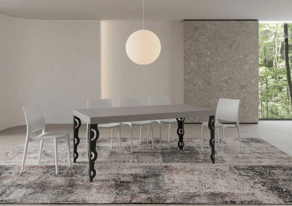Tavolo allungabile 180/440x90 cm Karamay cashmere gambe antracite