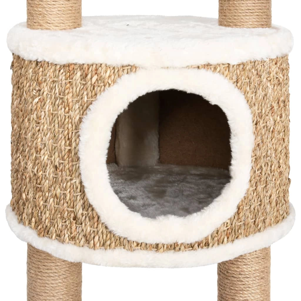 Tiragraffi per gatti torre per arrampicata giocattolo piattaforma per arrampicata con tiragraffi 126 cm erba marina Beige 02_0022446