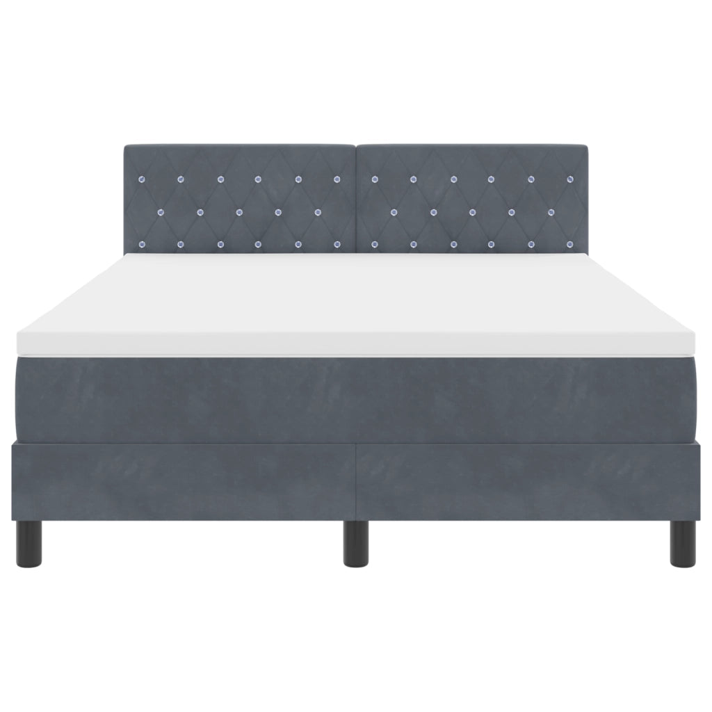 Letto a Box con Materasso e LED Grigio Scuro 160x200 cm Velluto