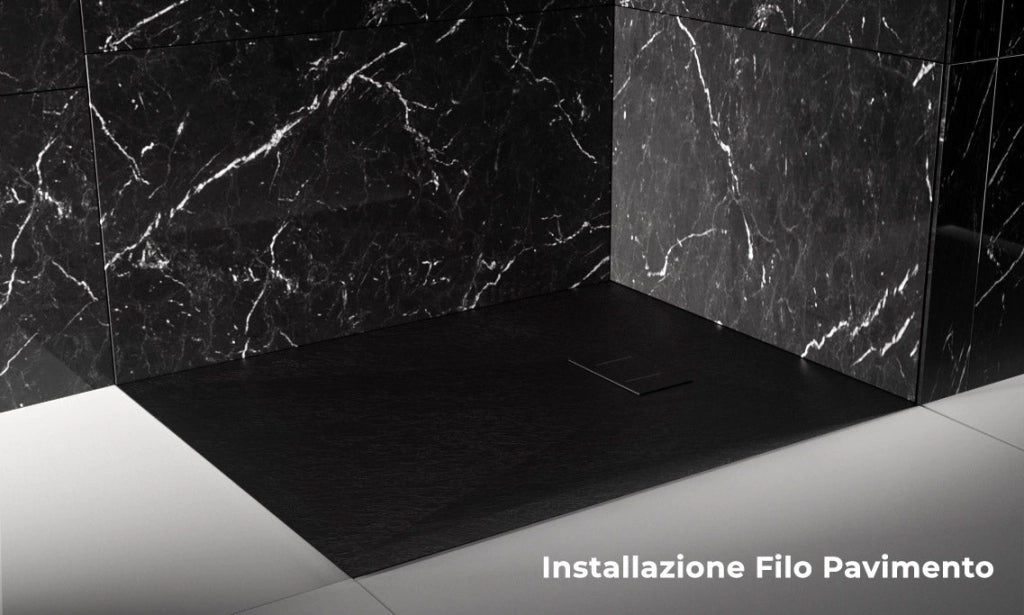 Piatto Doccia Effetto Pietra Filo Pavimento o Tradizionale Grigio Antracite 70x90 cm