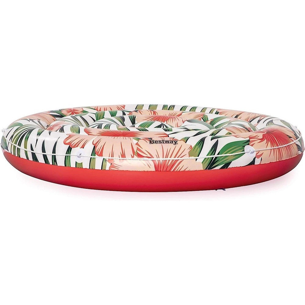 Trade Shop - Isola Gonfiabile Palme Fiori Tropicali Materassino 158 Cm Max. 90 Kg Corda 43410 -