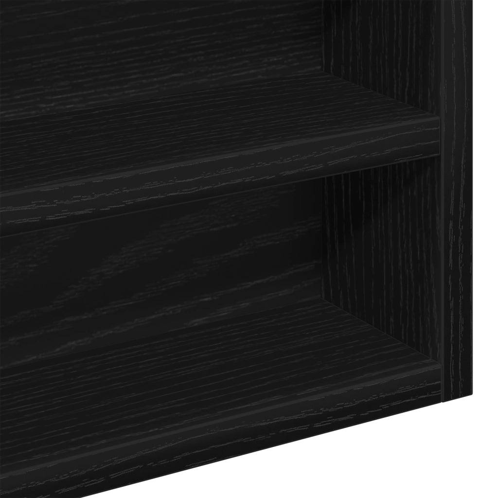 Vetrina Nera in Legno di Quercia 60x8,5x58 cm in Legno Ingengnerizzato