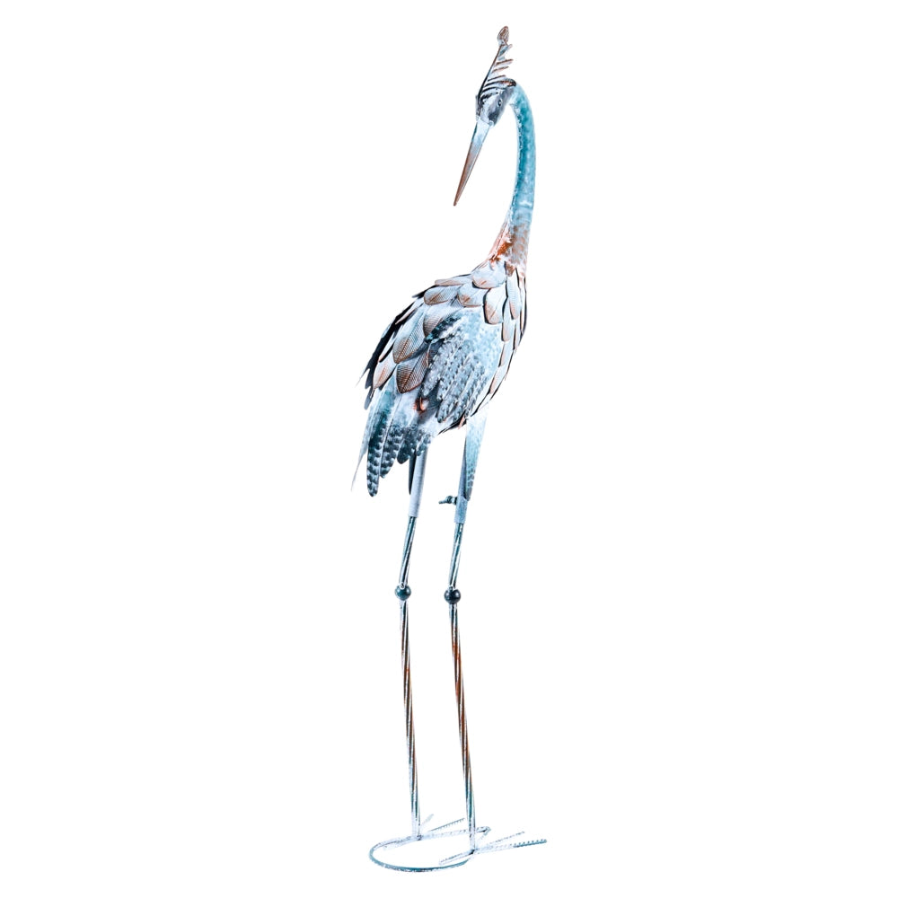 Statua da giardino in ferro blu, scultura di un animale in piedi a grandezza naturale, realizzata a mano