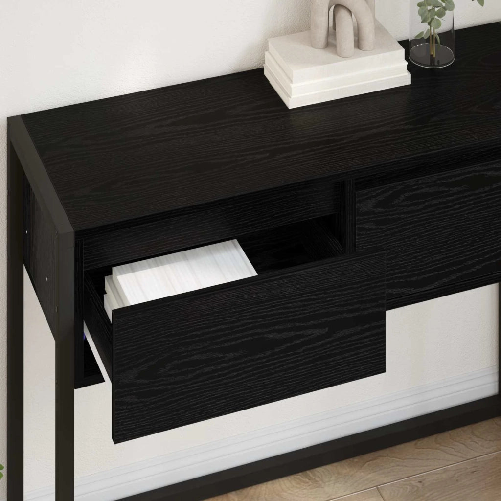 Tavolino | Tavolo laterale Rovere Nero 100 x 36 x 75 cm Legno multistrato