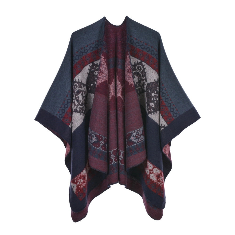 Mantella/scialle da donna autunno e inverno, stile retr¨°, spaccata, calda, in cashmere, mantella