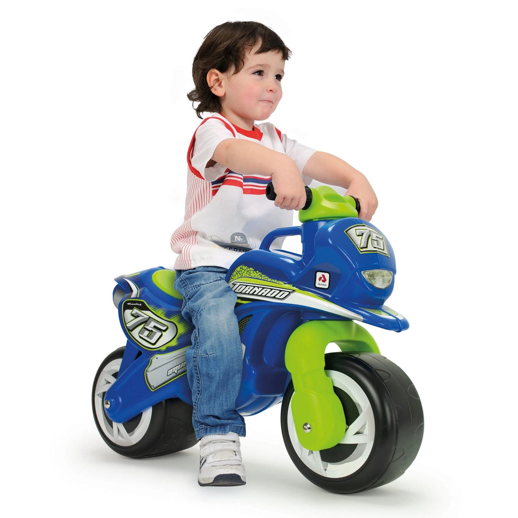 Moto Cavalcabile per Bambini Tundra Tornado 69x27,5x49 cm con Ruote Larghe Blu