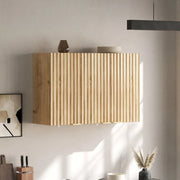 Pensile da parete a 3 ante 90 x 29 x 60 cm in MDF naturale; con maniglie dorate