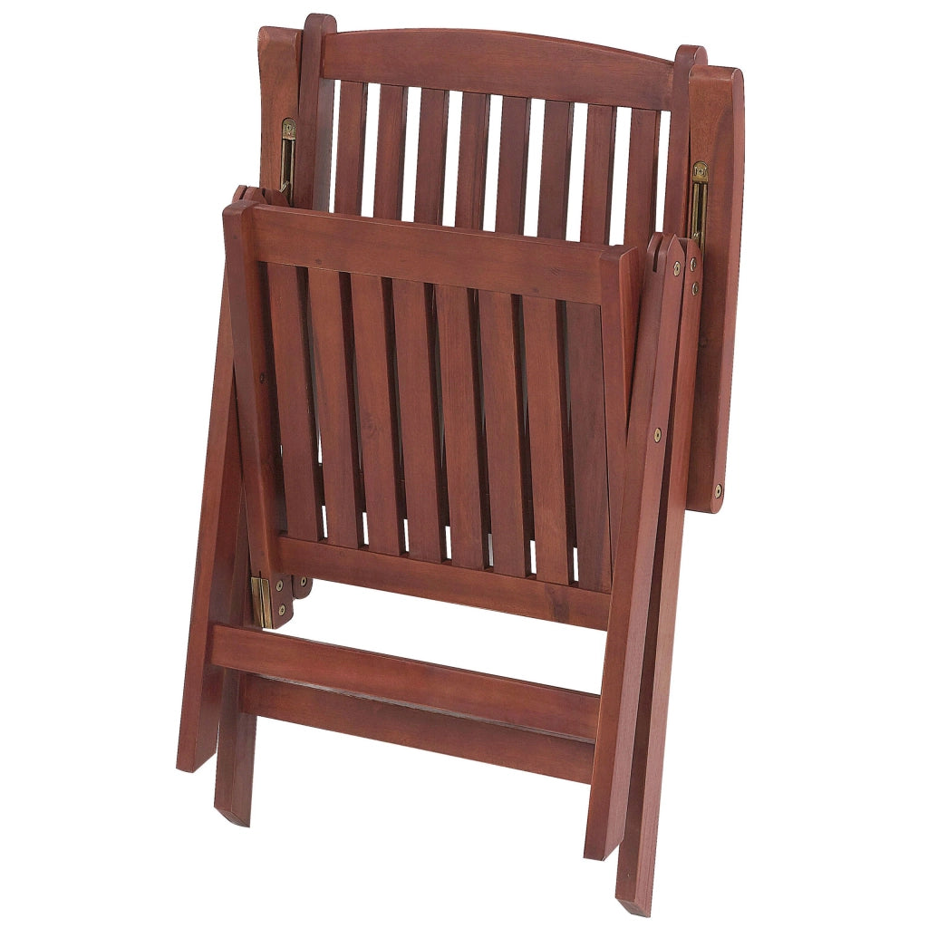 Set di 2 sedie da giardino in legno di acacia pieghevoli regolabili per esterni stile rustico country