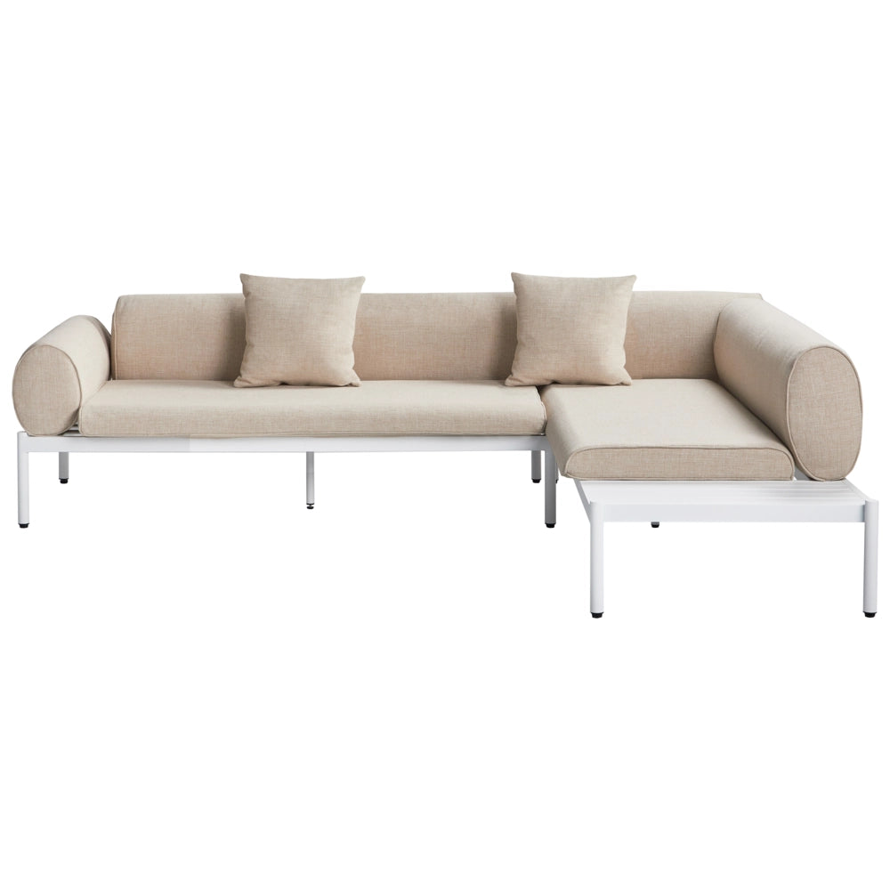 Divano angolare moderno per esterni 4 pezzi con tavolino e tavolino beige stile moderno