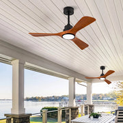 Ventilatore da soffitto con luce 42 pollici; 3 pale in legno noce; nero e noce scuro