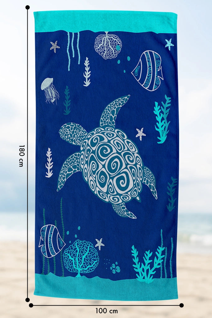 Telo Mare Asciugamano Da Spiaggia Misura Grande 100x180 Cm Assorbente In Morbida Microfibra Leggero Stampe Moderne Sabbia Lettino Vacanze Piscina Tartaruga