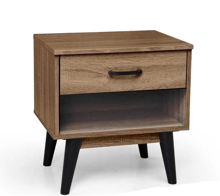 ARES COMODINO CON CASSETTO E VANO APERTO 48 X 38 X 50 CM IN LEGNO NOCE