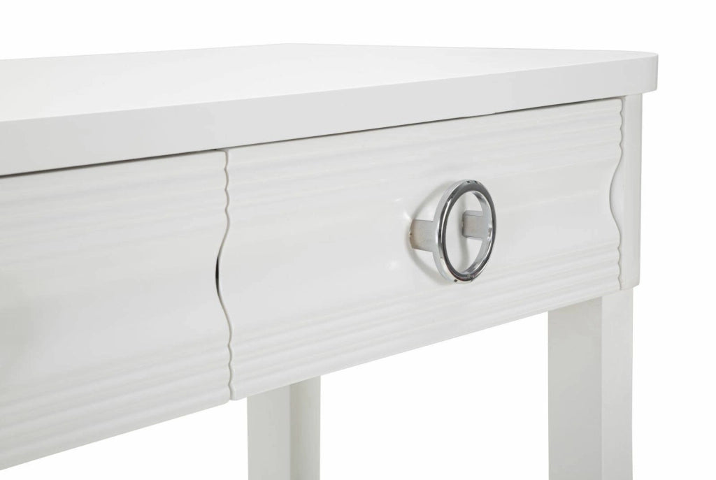 Consolle Bakar, Tavolo multiuso, Mobiletto d'appoggio, Scrivania da corridoio, 110x40 h82 cm, Bianco