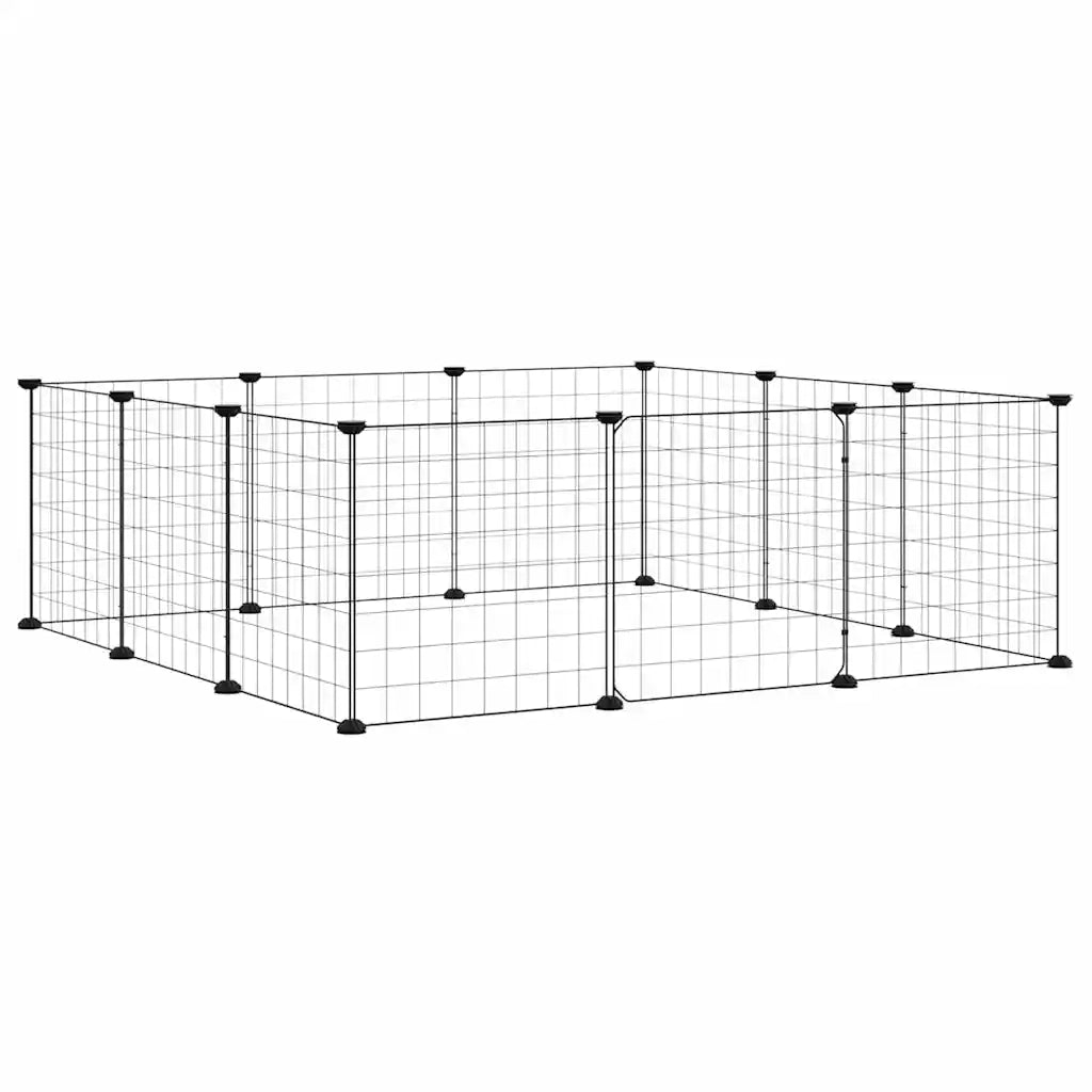 Gabbia per Animali 12 Pannelli con Porta Nero 35x35 cm Acciaio cod mxl 53795