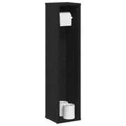 Mobile da Bagno con Portarotolo Nero 20,5x20x90 cm