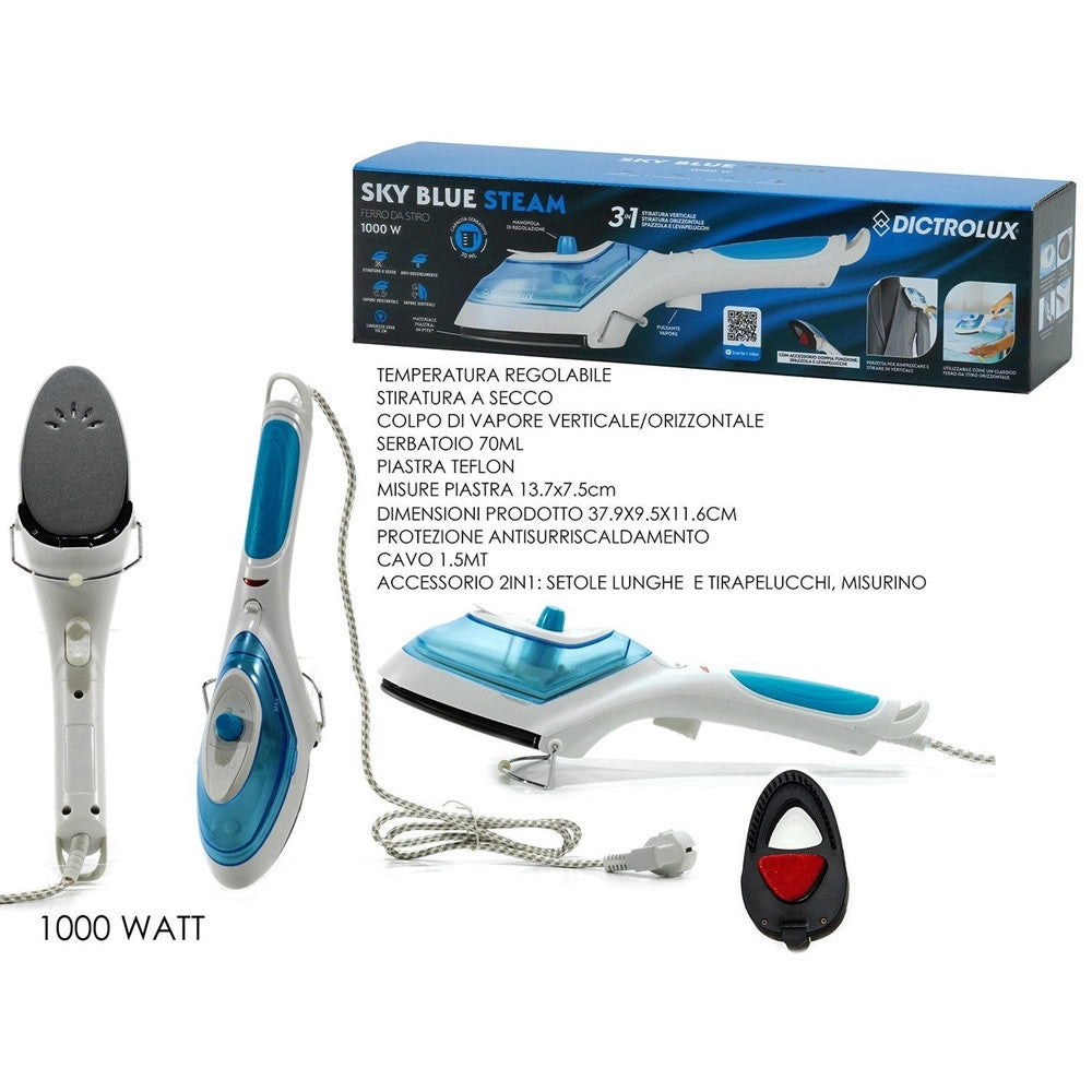 Trade Shop - Ferro Da Stiro 3in1 1000w A Vapore Verticale Anti-gocciolamento Con Spazzola Levapelucchi -